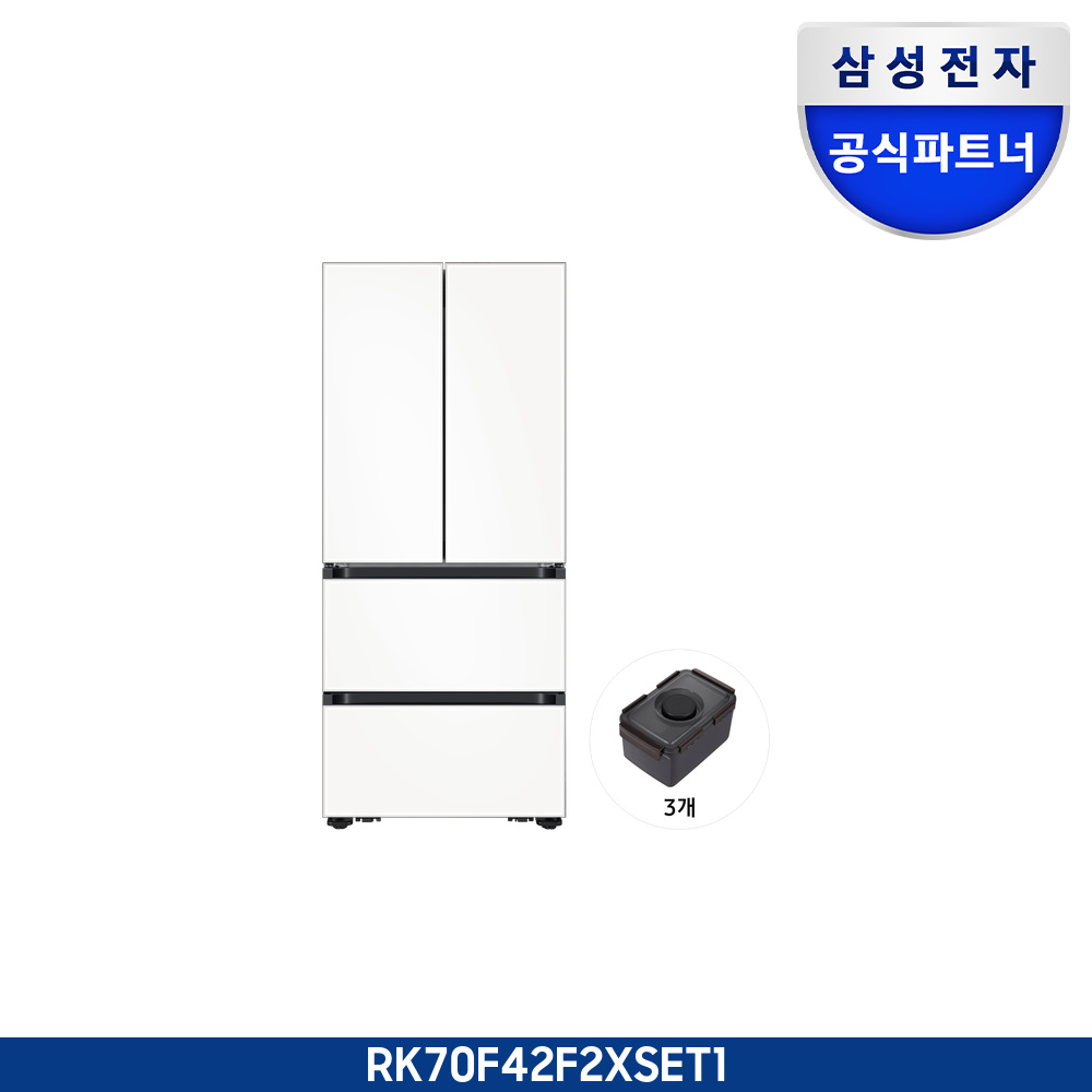 Bespoke AI 김치플러스 4도어 키친핏 Max 420L (냄새케어 김치통)+냄새케어 안심 김치통 8.0L 3개
