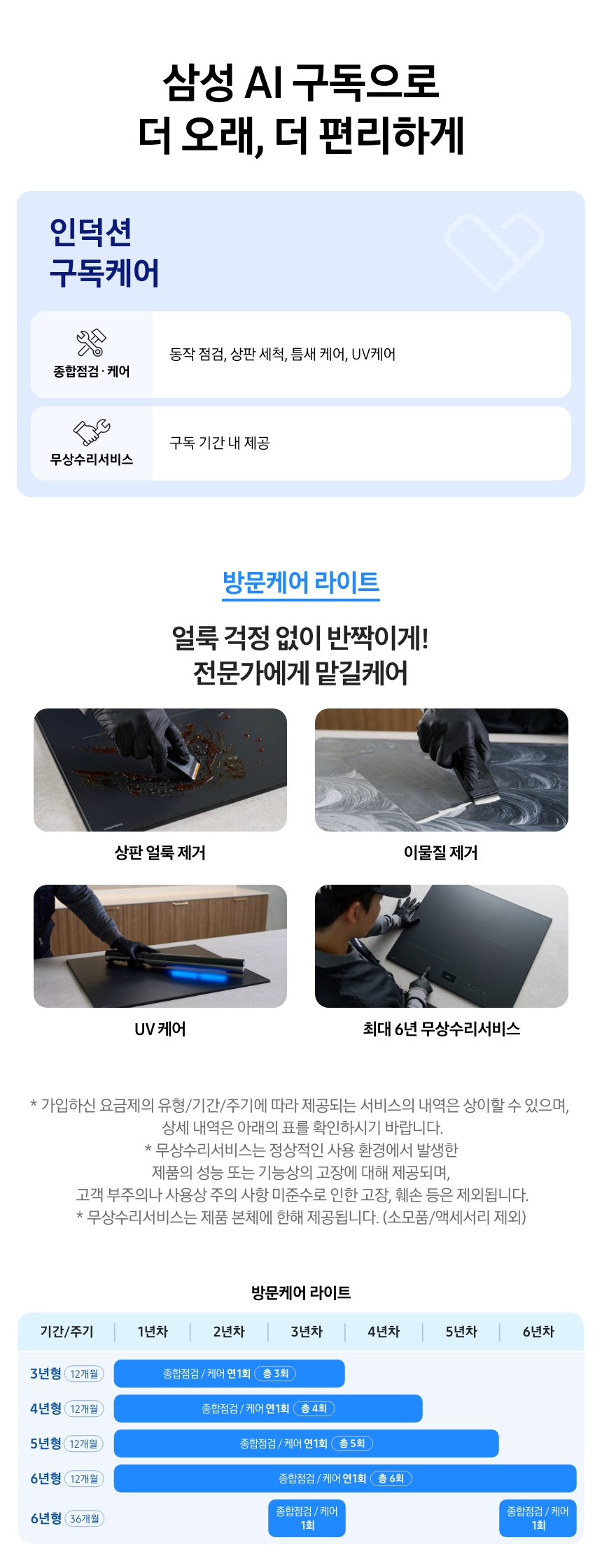 인덕션 구독케어(공용) 상세 안내