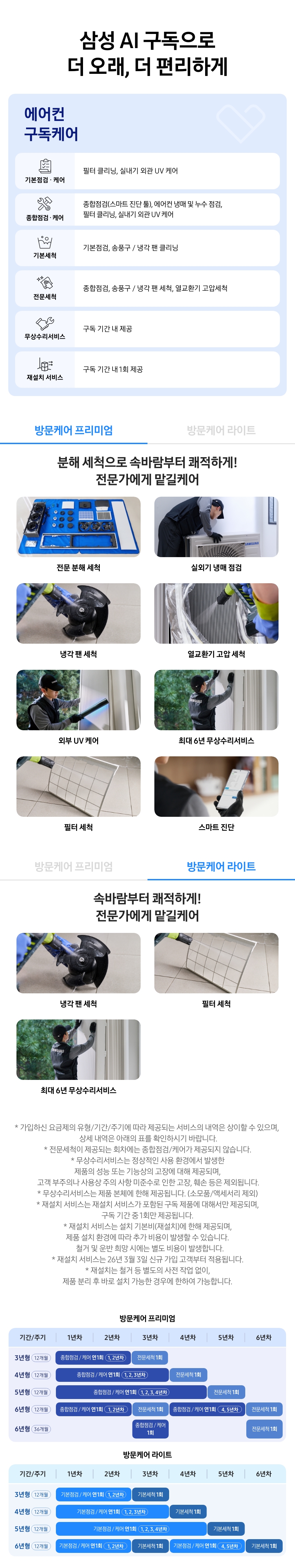에어컨 구독케어(스탠드,벽걸이,홈멀티) 상세 안내